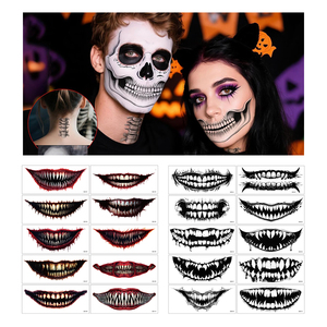 Wholesale 4pcs Masquerade Cosplay Makeup <strong>Joker</strong> <strong>Tattoo</strong> Stickers Halloween Costume Glitter Clown Face Temporary <strong>Tattoos</strong> - Product Image 4