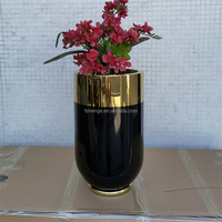 Grands vases noirs et dorés de luxe, modernes, 70 cm de haut, en acier inoxydable, pot à fleurs pour la décoration de la maison