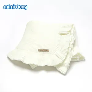 Mimixiong couverture tricotée à rayures de couleur unie, pas cher, vente en gros, couverture pour bébé, Super doux