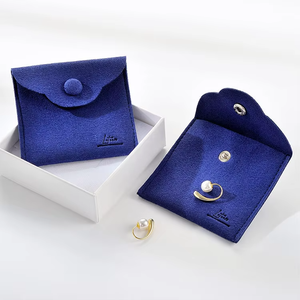 Customize Microfiber Snap Button Closure Suede Jewelry Pouches Bags for Necklace Jewelry <b>Gift</b> - Product Image 4
