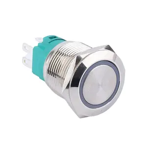 Interruptor liga/desliga do diodo emissor de luz, à prova d' água ip67 19mm, momentâneo, 12v, iluminado, rgb, botão de pressão