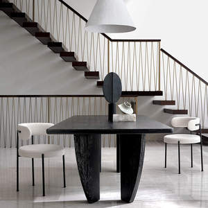 Chaises de salle à manger de style moderne, luxe, blanches, nordiques, en bouclette, avec pieds en métal. - Product Image 6