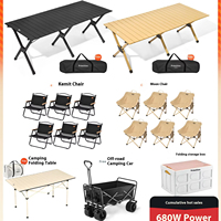 Table pliante d'extérieur au design moderne Équipement de pique-nique portable Ensemble complet d'acier au carbone primitif pour le camping et les pique-niques