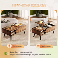 Étagère de rangement réglable, table basse élévatrice pour bureau à domicile avec compartiment caché, meubles de salon en bois