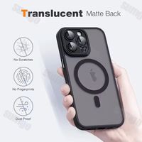Coque magnétique mate antichoc translucide avec protection d'objectif pour iPhone 18 Pro Max, 18 Pro, 16, 15, 14 Plus, 17, 13, 12, 11 Pro Max