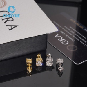 Pendientes de Moissanita Redondos de 4 Puntas, Plata 925, 6.5mm, con Cierre de Rosca, Pasan la Prueba del Diamante - Product Image 3