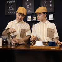 Uniforme d'hiver pour personnel d'hôtel et de restaurant 25333-34, tenue de service de restauration à manches longues pour l'équipe de café, vêtements de travail professionnels quotidiens