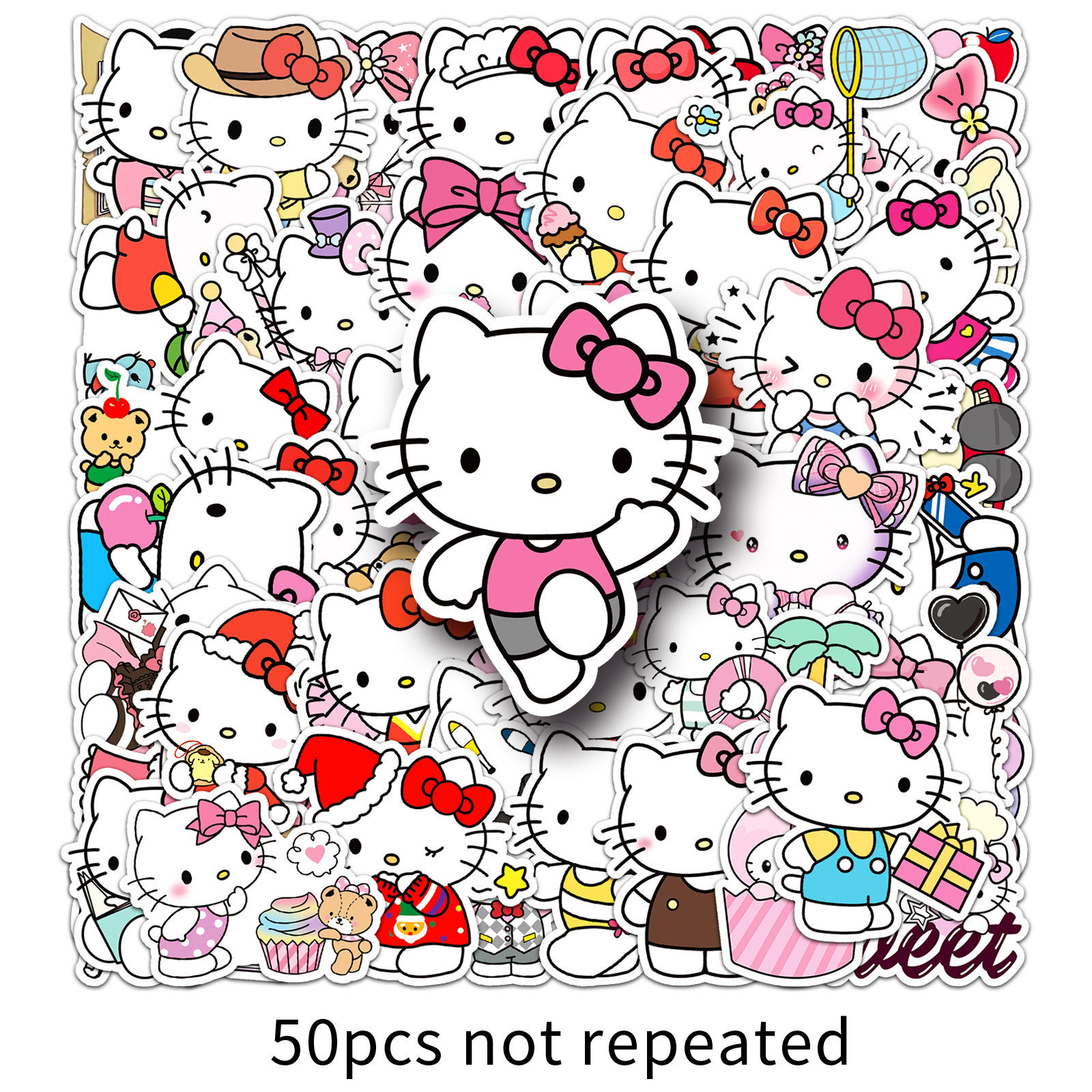 50 autocollants Hello Kitty (pas de doublons)