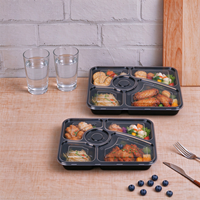 Conteneurs alimentaires jetables en gros à 5 compartiments pour la restauration, boîtes à lunch en plastique PP de qualité alimentaire pour emporter, emballages bento