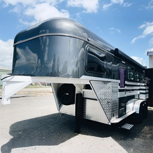 2/3/4 Horse Angle Load Float Gooseneck Horse <b>Trailer</b> 2 Axles 5 Wheels LED Lights Double Axle Electric Brakes Customized Color - Product Image 1