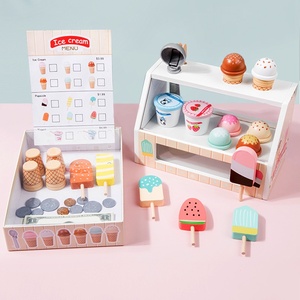 Jouets de cuisine pour enfants, boutique de crème glacée, cadeau, comptoir à crème glacée en bois écologique, ensemble de jeu éducatif pour enfants unisexes - Product Image 2
