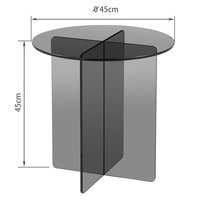 Table d'appoint ronde moderne en verre trempé de 45 cm avec base géométrique, style Bauhaus, montage facile pour canapé de salon