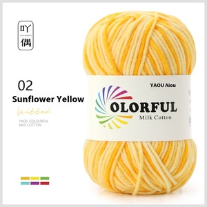 5 brins dégradé plume fil teint lait coton acrylique mélangé fil <span class=keywords><strong>pour</strong></span> bricolage Crochet bébé poupées Kit de tricot - Product Image 6
