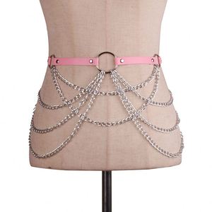 Cuero PU estilo Punk moda para niñas cinturón de cadena de cintura ajustable para mujer Lencería gótica ligas arnés de cuerpo Sexy - Product Image 5