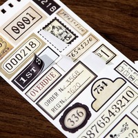 Feuille d'autocollants en spirale, Série d'étiquettes 'Lost Label', Cadre d'étiquettes rétro littéraires, Matériel pour carnet, Autocollants décoratifs pour scrapbooking imprimés