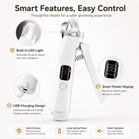 Coupe-ongles et ponceuse multifonction de luxe moderne pour chiens et chats, outil de toilettage et de soin des pattes avec lumière LED rechargeable en plastique