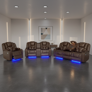 Electric <b>Sofa</b> Recliner Extendable Convertible White Air Leather Reclining <b>Sofa</b> Set Pillow Backrest Metal <b>Legs</b> <b>for</b> Living Room - Product Image 5