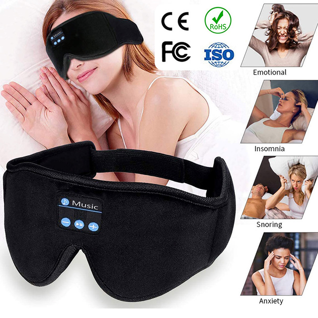 Specialized 3D Sleep Eye Mask with Bluetooth Headphones 2 in 1 Soft Elastic Wireless Music Eyemask Headset for Travel Rest Yoga