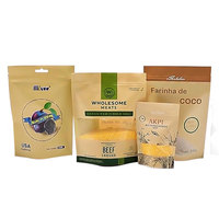 Sac d'emballage alimentaire en papier Kraft avec fermeture à glissière, sac d'emballage alimentaire personnalisé avec fenêtre, vente en gros