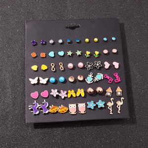 Cute Heart Animal <b>Stud</b> <b>Earrings</b> Set Of 30 Pairs For Women <b>Girls</b> Colorful Geometric Gift Jewelry - Product Image 1