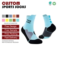 Chaussettes de sport professionnelles antidérapantes pour hommes, respirantes, pour basketball et football, mi-mollet, en tissu éponge, Spandex/Polyester/Coton