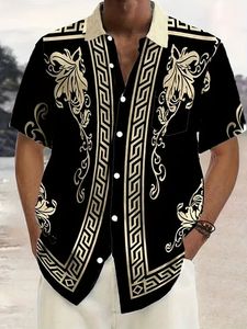 <span class=keywords><strong>Camicia</strong></span> Casual estiva a maniche corte Vintage con stampa da <span class=keywords><strong>uomo</strong></span> <span class=keywords><strong>taglie</strong></span> <span class=keywords><strong>forti</strong></span> stile floreale con bottoni da taschino - Product Image 3