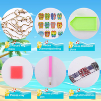 12 pièces bricolage 5d perceuse complète diamant peinture porte-clés Kit tongs porte-clés enfants porte-clés ensemble diamant Art cadeaux porte-clés