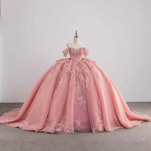 Vestido de Quinceañera Lsmc146 Elegante Color Rosa Empolvado con Cuentas y Apliques Florales para Concurso Jancember - Product Image 5