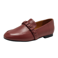 Chaussures décontractées plates pour femmes, dessus en peau de mouton, boucle coulissante, antidérapantes et légères.