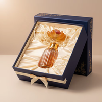 Frasco de Perfume Redondo de Lujo con Tapa de Flor y Cristal, Personalizable, Recargable, Vacío, para Regalo, Decoración del Hogar, con Rayas Costeras Grabadas y Talladas