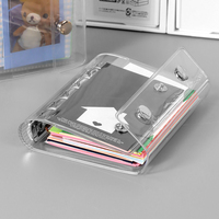 A6/A7/M5 Couverture de reliure en PVC souple transparent à 5/6 anneaux avec fermeture à 2 boutons pression pour les pages de planificateur (blanc)