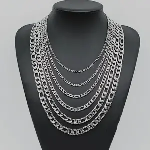 High Polishing NK Silver Color Welded Flat Cable Stainless Steel Jewelry Men Necklace Chain Jewelry