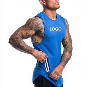 HENGUYU Hızlı Kuruyan Nefes Alabilen Mavi Yan Cepli Özel Logolu Erkek Vücut Geliştirme ve Koşu Atleti - Product Image 1