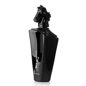 Luxury black unique perfume bottle with box perfume bottle arabian old fashion perfume bottles hand spray with horse shape cap