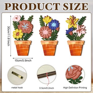 Macetero de Pared de Madera con Diseño Floral, Decoración para el Hogar, Sala de Estar, Dormitorio, Entrada, Siete Colores, Forma Irregular 8966 - Product Image 4