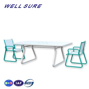 yemek masası seti yüksek Suppliers-Yüksek kaliteli Modern alüminyum açık mekan mobilyası 6 sandalye yemek masası seti
