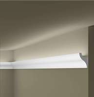 Corniche de plafond décorative moderne en mousse de polyuréthane PS blanche, imperméable, avec éclairage LED indirect pour hôtel