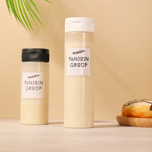 Vide 250g <span class=keywords><strong>360ml</strong></span> épaule plate PET clair bouteille à presser en plastique de qualité alimentaire ketchup miel bouteilles d'huile d'olive condiment conteneur - Product Image 5