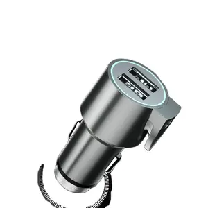 24W USB הכפול יציאת מתכת רכב מטען עם חגורת בטיחות קאטר למצב חירום