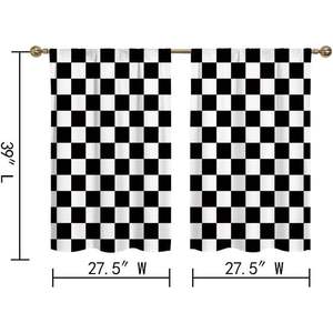 Ohocut Rustic Farmhouse Serviettes de cuisine Noir et blanc à carreaux Vintage Petit rideau de cuisine - Product Image 2