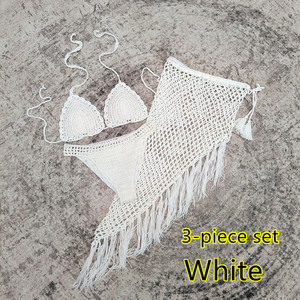 Conjunto de Bikini de Tres Piezas Baishiwei, Nuevo, Hecho a Mano, con Borlas de Crochet, Falda de Playa, Traje de Baño Sexy para Mujer, Estilo Triangular Brasileño - Product Image 6