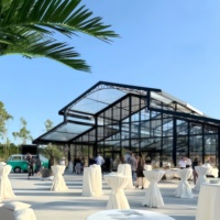 Tente de réception de luxe pour mariages et événements, chapiteau à structure noire, type Atrium, pour 100, 300, 500, 1000 personnes, grande tente de fête