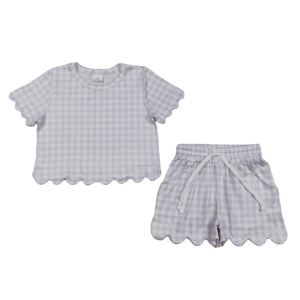 Conjuntos de Ropa Casual a Cuadros Coloridos para Niñas de RTS Boutique, Primavera Otoño, 95% Algodón, 5% Elastano, Transpirables, Nuevos Diseños, Borde Festoneado - Product Image 1