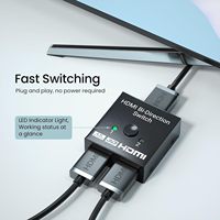 Boîtier de commutation HDMI haute vitesse SYONG 4K 2 entrées 1 sortie, commutateur sélecteur HDMI 2 ports et répartiteur HDMI 1 entrée 2 sorties pour HDTV, DVD