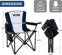WOQI – chaise pliante de Camping, chaise surdimensionnée rembourrée à quatre bras, cadre en acier pliable, chaise d'extérieur Portable robuste