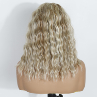 Perruque synthétique à ondulations d'eau blonde ombrée, deux façons d'utiliser : perruque ou queue de cheval, fibre résistante à la chaleur, sans colle, perruque à bandeau en cheveux synthétiques