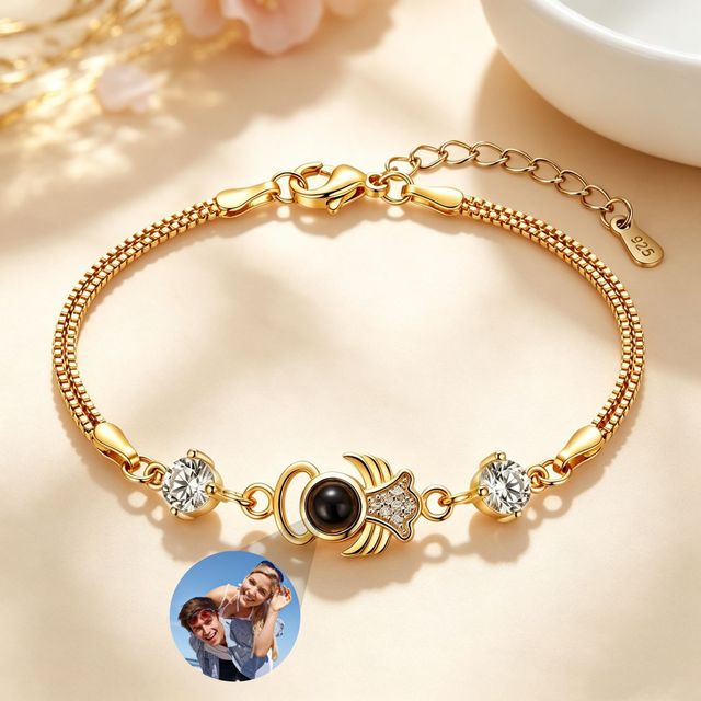 100 Languages I Love You Projection Angel Custom Logo Photo Bracelet for Women Man Couple Gift