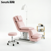 Nouveau Lit de Beauté de Luxe à 3 Moteurs, Camillas pour Cils, Lit pour Extensions de Cils, Base Noire en Cuir, Lit Facial Électrique pour Salon de Beauté