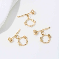 Composant d'accessoire de collier fait main en laiton plaqué or 14K, motif fleur de rose, avec fermoir OT et connexion branche d'arbre, pour finition DIY