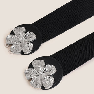 Cinturón <span class=keywords><strong>de</strong></span> Moda para <span class=keywords><strong>Mujer</strong></span>, Diseño <span class=keywords><strong>de</strong></span> Flor <span class=keywords><strong>de</strong></span> Durazno, Cinturón Elástico Delgado <span class=keywords><strong>de</strong></span> <span class=keywords><strong>Rafia</strong></span>, Cinturón <span class=keywords><strong>de</strong></span> Metal para Dama - Product Image 5